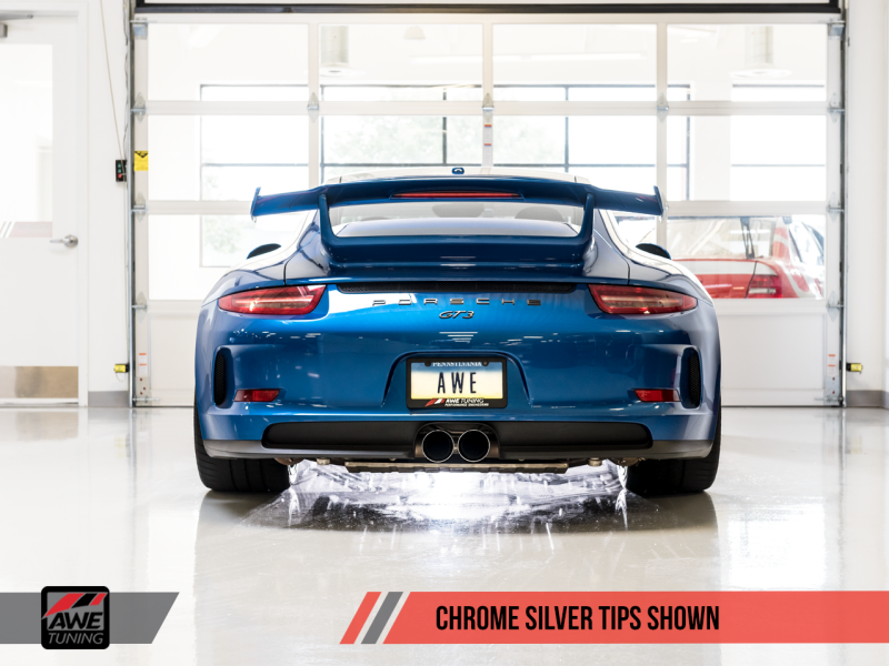 AWE Tuning Porsche 991 GT3 / RS SwitchPath Exhaust - Chrome Silver Tips - MGC Suspensions