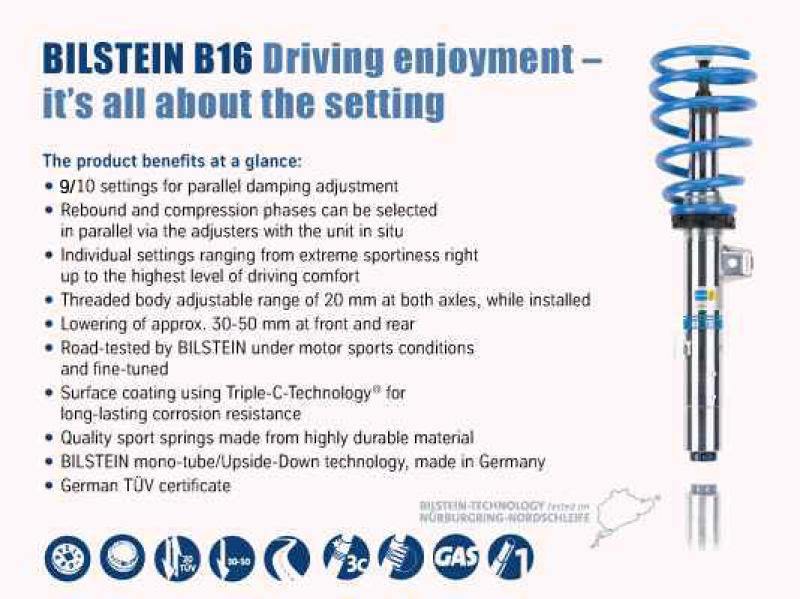 Bilstein B16 15-16 VW Golf Front and Rear Performance Suspension System - MGC Suspensions