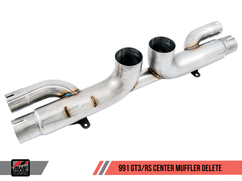 AWE Tuning Porsche 991 GT3 / RS Center Muffler Delete - Chrome Silver Tips - MGC Suspensions