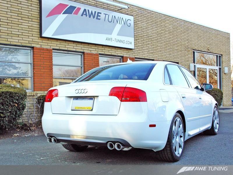 AWE Tuning Audi B7 A4 3.2L Track Edition Quad Tip Exhaust - Diamond Black Tips - MGC Suspensions