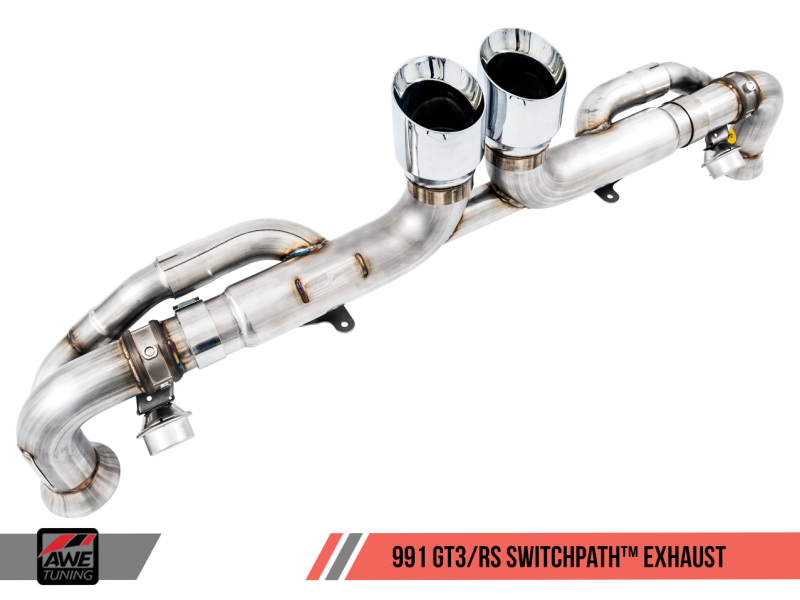 AWE Tuning Porsche 991 GT3 / RS SwitchPath Exhaust - Chrome Silver Tips - MGC Suspensions