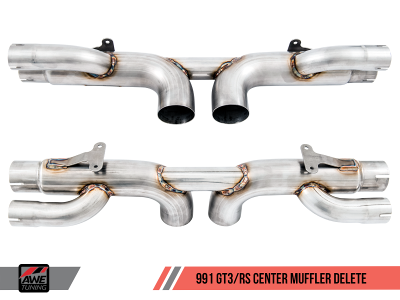 AWE Tuning Porsche 991 GT3 / RS Center Muffler Delete - Chrome Silver Tips - MGC Suspensions