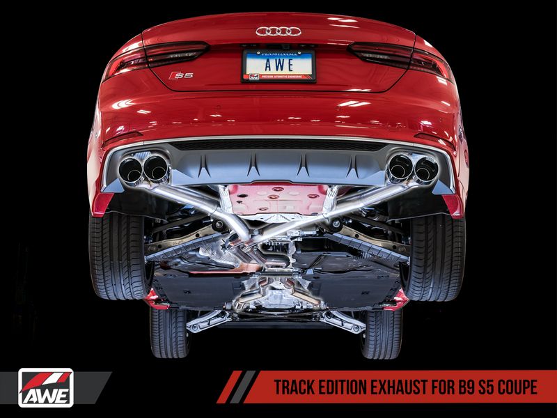 AWE Tuning Audi S5 Coupe 3.0T (B9) Track Edition Exhaust System with 90mm Diamond Black Tips-MGC Suspensions